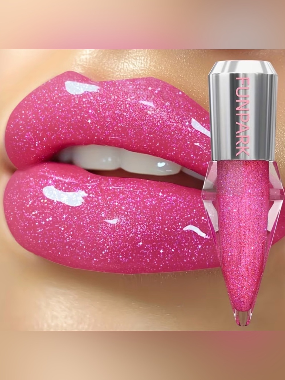 Funpark Glossy Glitter Lip Gloss - Vibrant Pink
